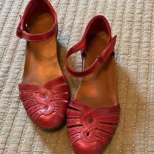Clarks Red Leather Sandals